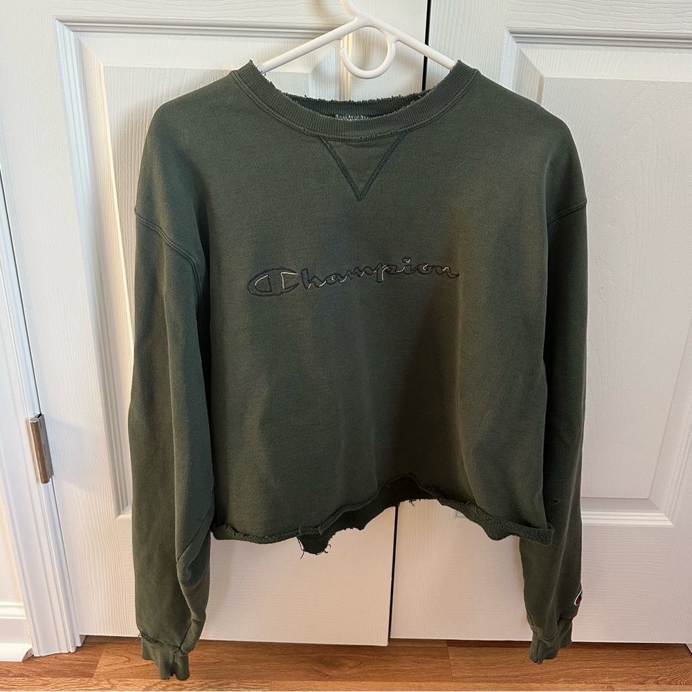 - Green Vintage Champion Hoodie (Cropped)